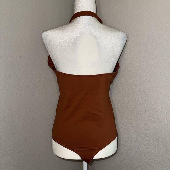 Abercrombie & Fitch Soft A&F Collection Rust Brown Bodysuit Top Women's Size L - Picture 3 of 9